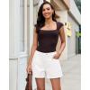 image:imageluvamia Jean Shorts for Women High Waisted Baggy Wide Leg Elastic Waist Mom Denim Shorts 4 Inseam Casual Summer JortsCream White