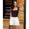 image:imageluvamia Jean Shorts for Women High Waisted Baggy Wide Leg Elastic Waist Mom Denim Shorts 4 Inseam Casual Summer JortsCream White