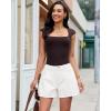 image:imageluvamia Jean Shorts for Women High Waisted Baggy Wide Leg Elastic Waist Mom Denim Shorts 4 Inseam Casual Summer JortsCream White