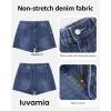 image:imageluvamia Jean Shorts for Women High Waisted Baggy Wide Leg Elastic Waist Mom Denim Shorts 4 Inseam Casual Summer JortsDarkness Blue