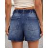 image:imageluvamia Jean Shorts for Women High Waisted Baggy Wide Leg Elastic Waist Mom Denim Shorts 4 Inseam Casual Summer JortsDarkness Blue