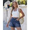 image:imageluvamia Jean Shorts for Women High Waisted Baggy Wide Leg Elastic Waist Mom Denim Shorts 4 Inseam Casual Summer JortsReef Blue