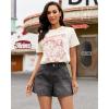 image:imageluvamia Jean Shorts for Women High Waisted Baggy Wide Leg Elastic Waist Mom Denim Shorts 4 Inseam Casual Summer JortsVintage Black