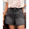 image:imageluvamia Jean Shorts for Women High Waisted Baggy Wide Leg Elastic Waist Mom Denim Shorts 4 Inseam Casual Summer JortsVintage Black