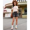 image:imageluvamia Jean Shorts for Women High Waisted Baggy Wide Leg Elastic Waist Mom Denim Shorts 4 Inseam Casual Summer JortsVintage Black
