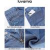 image:imageluvamia Jean Shorts for Women High Waisted Eyelet Embroidered Mid Thigh Wide Leg Stretchy Denim Shorts Summer JortsBay Blue