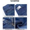 image:imageluvamia Jean Shorts for Women High Waisted Eyelet Embroidered Mid Thigh Wide Leg Stretchy Denim Shorts Summer JortsClassic Blue