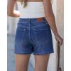 image:imageluvamia Jean Shorts for Women High Waisted Eyelet Embroidered Mid Thigh Wide Leg Stretchy Denim Shorts Summer JortsClassic Blue