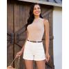 image:imageluvamia Jean Shorts for Women High Waisted Eyelet Embroidered Mid Thigh Wide Leg Stretchy Denim Shorts Summer JortsCream White