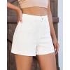 image:imageluvamia Jean Shorts for Women High Waisted Eyelet Embroidered Mid Thigh Wide Leg Stretchy Denim Shorts Summer JortsCream White