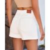 image:imageluvamia Jean Shorts for Women High Waisted Eyelet Embroidered Mid Thigh Wide Leg Stretchy Denim Shorts Summer JortsCream White