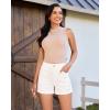 image:imageluvamia Jean Shorts for Women High Waisted Eyelet Embroidered Mid Thigh Wide Leg Stretchy Denim Shorts Summer JortsCream White