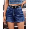 image:imageluvamia Jean Shorts for Women High Waisted Eyelet Embroidered Mid Thigh Wide Leg Stretchy Denim Shorts Summer JortsDarkness Blue