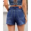 image:imageluvamia Jean Shorts for Women High Waisted Eyelet Embroidered Mid Thigh Wide Leg Stretchy Denim Shorts Summer JortsDarkness Blue