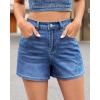 image:imageluvamia Jean Shorts for Women High Waisted Eyelet Embroidered Mid Thigh Wide Leg Stretchy Denim Shorts Summer JortsMedium Blue