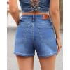 image:imageluvamia Jean Shorts for Women High Waisted Eyelet Embroidered Mid Thigh Wide Leg Stretchy Denim Shorts Summer JortsMedium Blue