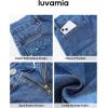 image:imageluvamia Jean Shorts for Women High Waisted Eyelet Embroidered Mid Thigh Wide Leg Stretchy Denim Shorts Summer JortsMedium Blue