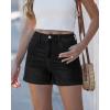 image:imageluvamia Jean Shorts for Women High Waisted Eyelet Embroidered Mid Thigh Wide Leg Stretchy Denim Shorts Summer JortsWashed Black