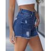 image:imageluvamia Jean Shorts for Women High Waisted Ripped Distressed Raw Hem Casual Summer Stretchy Denim Shorts Country ConcertClassic Blue