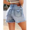image:imageluvamia Jean Shorts for Women High Waisted Ripped Distressed Raw Hem Casual Summer Stretchy Denim Shorts Country ConcertCobalt Blue