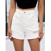 image:imageluvamia Jean Shorts for Women High Waisted Ripped Distressed Raw Hem Casual Summer Stretchy Denim Shorts Country ConcertCream White