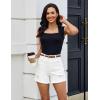 image:imageluvamia Jean Shorts for Women High Waisted Ripped Distressed Raw Hem Casual Summer Stretchy Denim Shorts Country ConcertCream White