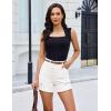 image:imageluvamia Jean Shorts for Women High Waisted Ripped Distressed Raw Hem Casual Summer Stretchy Denim Shorts Country ConcertCream White