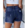 image:imageluvamia Jean Shorts for Women High Waisted Ripped Distressed Raw Hem Casual Summer Stretchy Denim Shorts Country ConcertDarkness Blue