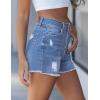 image:imageluvamia Jean Shorts for Women High Waisted Ripped Distressed Raw Hem Casual Summer Stretchy Denim Shorts Country ConcertMedium Blue