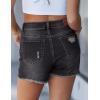image:imageluvamia Jean Shorts for Women High Waisted Ripped Distressed Raw Hem Casual Summer Stretchy Denim Shorts Country ConcertWashed Black