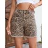 image:imageluvamia Jean Shorts for Women Trendy High Rise Mid Thigh Cheetah Leopard Print Raw Hem Stretch Denim Casual Summer JortsBleached Caramel Cheetah