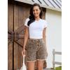 image:imageluvamia Jean Shorts for Women Trendy High Rise Mid Thigh Cheetah Leopard Print Raw Hem Stretch Denim Casual Summer JortsBleached Caramel Cheetah
