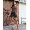 image:imageluvamia Jean Shorts for Women Trendy High Rise Mid Thigh Cheetah Leopard Print Raw Hem Stretch Denim Casual Summer JortsBrown Leopard