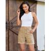 image:imageluvamia Jean Shorts for Women Trendy High Rise Mid Thigh Cheetah Leopard Print Raw Hem Stretch Denim Casual Summer JortsKhaki Leopard