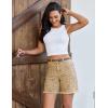 image:imageluvamia Jean Shorts for Women Trendy High Rise Mid Thigh Cheetah Leopard Print Raw Hem Stretch Denim Casual Summer JortsKhaki Leopard