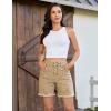 image:imageluvamia Jean Shorts for Women Trendy High Rise Mid Thigh Cheetah Leopard Print Raw Hem Stretch Denim Casual Summer JortsKhaki Leopard