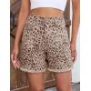 image:imageluvamia Jean Shorts for Women Trendy High Rise Mid Thigh Cheetah Leopard Print Raw Hem Stretch Denim Casual Summer JortsPink Leopard