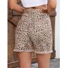 image:imageluvamia Jean Shorts for Women Trendy High Rise Mid Thigh Cheetah Leopard Print Raw Hem Stretch Denim Casual Summer JortsPink Leopard