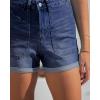 image:imageluvamia Jean Shorts for Women Trendy High Waisted Fold Hem 4 Inch Inseam Stretchy Denim Shorts Summer Casual JortsDarkness Blue
