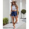 image:imageluvamia Jean Shorts for Women Trendy High Waisted Fold Hem 4 Inch Inseam Stretchy Denim Shorts Summer Casual JortsDarkness Blue