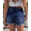 image:imageluvamia Jean Shorts for Women Trendy High Waisted Fold Hem 4 Inch Inseam Stretchy Denim Shorts Summer Casual JortsDarkness Blue