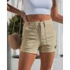 image:imageluvamia Jean Shorts for Women Trendy High Waisted Fold Hem 4 Inch Inseam Stretchy Denim Shorts Summer Casual JortsKhaki