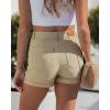 image:imageluvamia Jean Shorts for Women Trendy High Waisted Fold Hem 4 Inch Inseam Stretchy Denim Shorts Summer Casual JortsKhaki