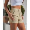 image:imageluvamia Jean Shorts for Women Trendy High Waisted Fold Hem 4 Inch Inseam Stretchy Denim Shorts Summer Casual JortsKhaki