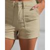 image:imageluvamia Jean Shorts for Women Trendy High Waisted Fold Hem 4 Inch Inseam Stretchy Denim Shorts Summer Casual JortsKhaki