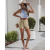 image:imageluvamia Jean Shorts for Women Trendy High Waisted Fold Hem 4 Inch Inseam Stretchy Denim Shorts Summer Casual JortsKhaki