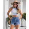 image:imageluvamia Jean Shorts for Women Trendy High Waisted Fold Hem 4 Inch Inseam Stretchy Denim Shorts Summer Casual JortsMedium Blue