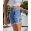 image:imageluvamia Jean Shorts for Women Trendy High Waisted Fold Hem 4 Inch Inseam Stretchy Denim Shorts Summer Casual JortsMedium Blue