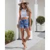image:imageluvamia Jean Shorts for Women Trendy High Waisted Fold Hem 4 Inch Inseam Stretchy Denim Shorts Summer Casual JortsMedium Blue
