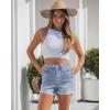 image:imageluvamia Jean Shorts for Women Trendy High Waisted Fold Hem 4 Inch Inseam Stretchy Denim Shorts Summer Casual JortsModern Blue